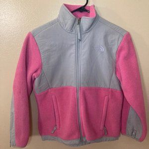 North Face Denali Fleece Jacket; Medium Girls; Pink & Gray